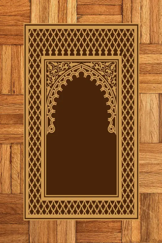 Raqamli bosma yuviladigan tozalanadigan zamonaviy namoz gilamchasi 70x130 sm. , SECCADE-7-KAHVERANGİ,-KAHVERANGİ - 8