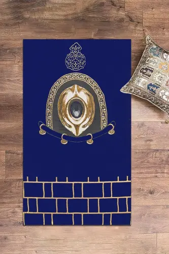 Raqamli bosma yuviladigan zamonaviy dizayndagi namoz gilami 70x130cm, Seccade-49-ko'k, -KO'K - 4
