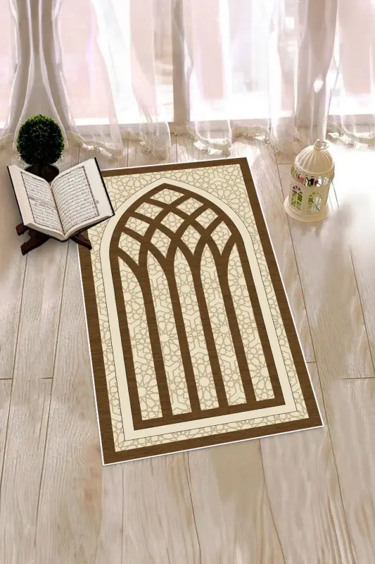 Raqamli bosma yuviladigan zamonaviy naqshli joynamoz 70x130 sm. , JOYNAMOZ-19-QAHVARANG,-QAHVARANG - 2