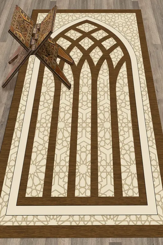 Raqamli bosma yuviladigan zamonaviy naqshli joynamoz 70x130 sm. , JOYNAMOZ-19-QAHVARANG,-QAHVARANG - 3
