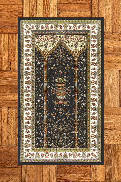 Raqamli bosma yuvilishi mumkin klassik naqshli namozlik palosi 70x130 - 12