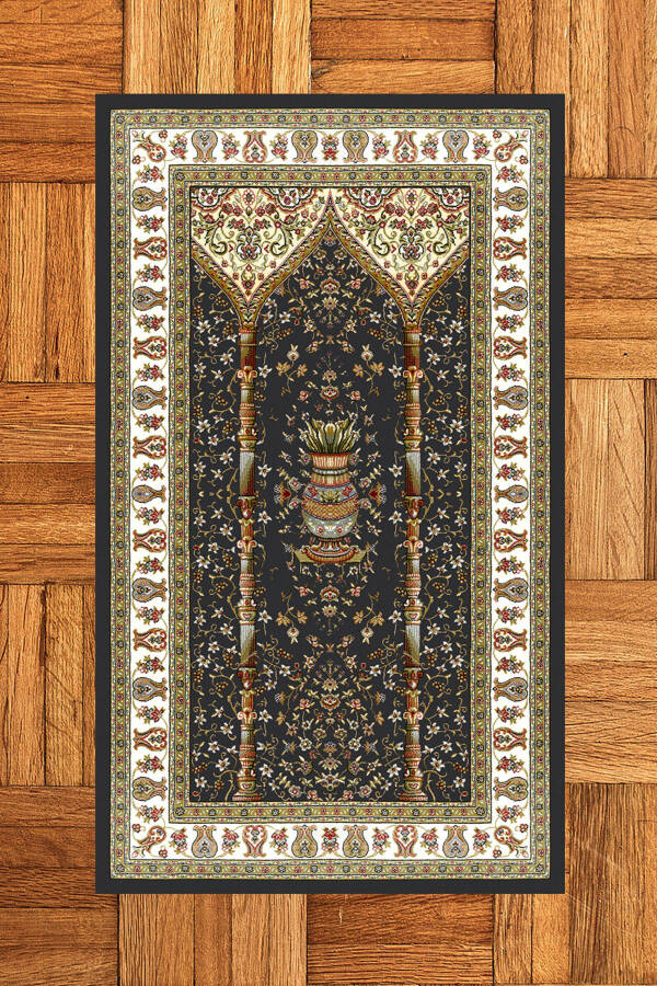 Raqamli bosma yuvilishi mumkin klassik naqshli namozlik palosi 70x130 - 12