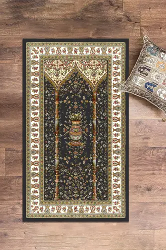Raqamli bosma yuvilishi mumkin klassik naqshli namozlik palosi 70x130 - EY HOME (1)