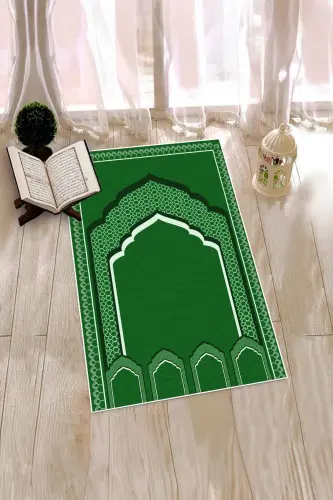 Raqamli chop etilgan 70x130 o'lchamli yuviladigan namoz gilami, gilam-2-yashil - 6