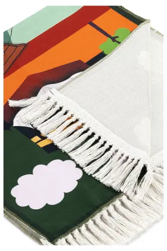 Raqamli chop etilgan bolalar jainamozi - Yashil rangli qayiqcha shaklidagi dastasi - 44 X 78 sm - 3