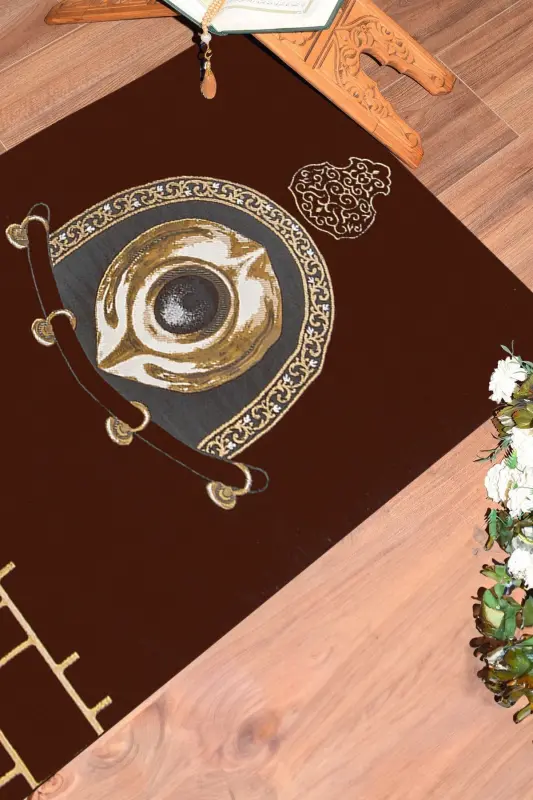Raqamli chop etilgan yuviladigan chiroyli dizayn Namoz gilami Parda 70x130sm, Parda-49-qizil, - 3