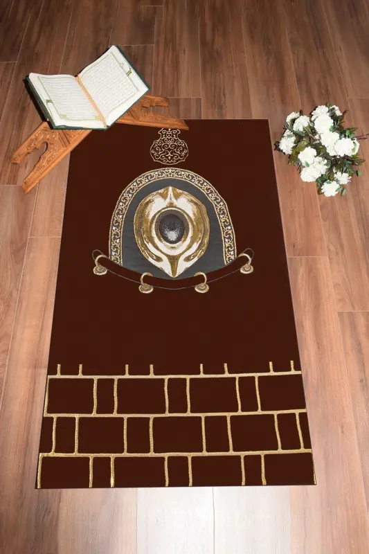 Raqamli chop etilgan yuviladigan chiroyli dizayn Namoz gilami Parda 70x130sm, Parda-49-qizil, - 9
