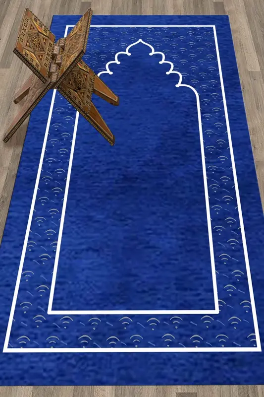 Raqamli chop etilgan yuviladigan Oddiy naqshli Namozlik palat 70x130 sm. , SECCADE-11-KO`K - 5