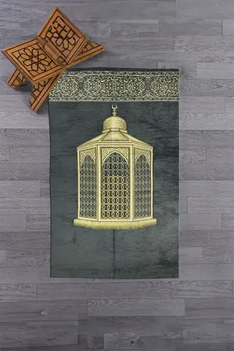 Raqamli chop etilgan yuviladigan sovg'a namoz gilami Sajjada 70x130, Sajjada-41-kulrang - 5