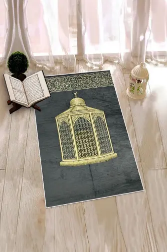 Raqamli chop etilgan yuviladigan sovg'a namoz gilami Sajjada 70x130, Sajjada-41-kulrang - 7