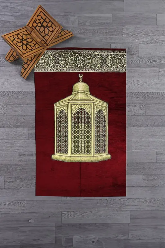 Raqamli chop etilgan yuviladigan sovg'a shik namoz gilami Sajjada 70x130, Sajjada-41-qizil - 5