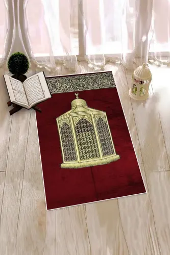 Raqamli chop etilgan yuviladigan sovg'a shik namoz gilami Sajjada 70x130, Sajjada-41-qizil - 7