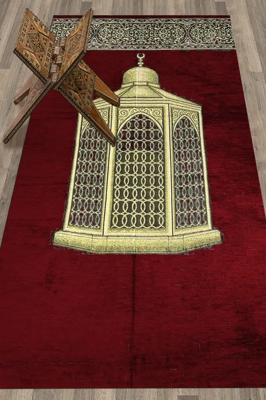 Raqamli chop etilgan yuviladigan sovg'a shik namoz gilami Sajjada 70x130, Sajjada-41-qizil - 8