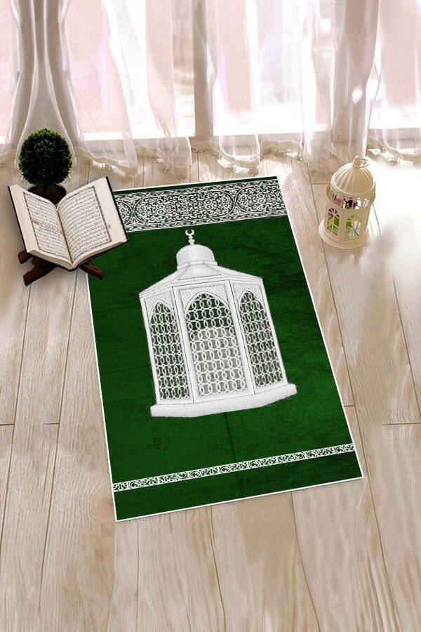 Raqamli chop etilgan yuviladigan zamonaviy namoz gilamcha-kovri 70x130sm, SECCADE-42-YASHIL - 15