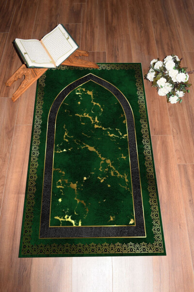Raqamli chop etilgan yuviladigan zamonaviy naqsh 70x130 namozlik gilam, Namozlik-3-yashil - 15