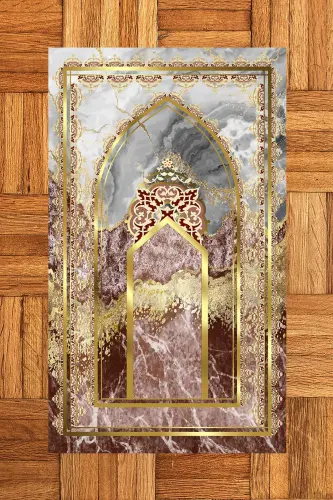 Raqamli chop etilgan yuvilishi mumkin marmar naqshlangan sovg'a namozlik gilamcha 70x130, Seccade-36-qizil - 8