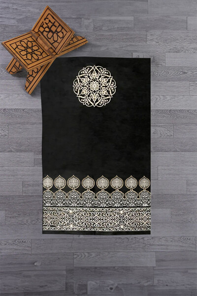 Raqamli chop etilgan yuvilishi mumkin naqshlangan sovg‘a namoz gilami Sajjada 70x130, SECCADE-44-QORA, - 12