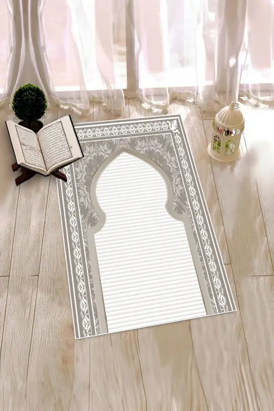Raqamli chop etilgan yuvilishi mumkin naqshlangan sovg'a namozlik gilamcha 70x130, SECCADE-27-KULRANG - 5
