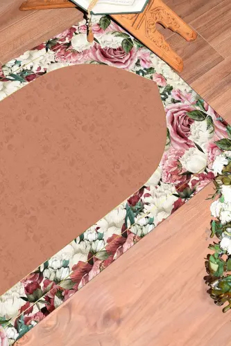 Raqamli Chop Etilishi Mümkin Güllü Sovg'a Namazlik Palosi 70x130sm, Namazlik-24-jigarrang - 4
