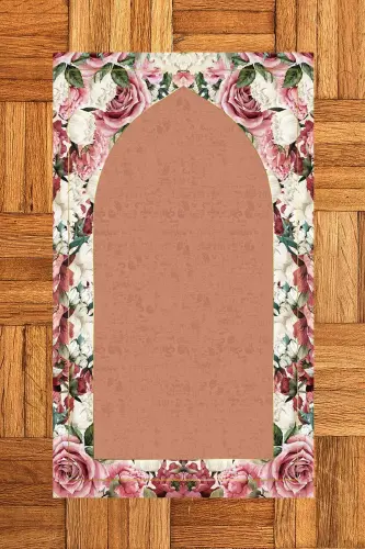 Raqamli Chop Etilishi Mümkin Güllü Sovg'a Namazlik Palosi 70x130sm, Namazlik-24-jigarrang - 6