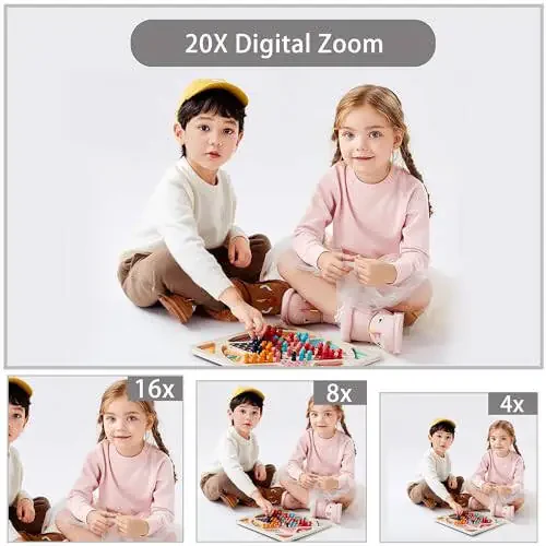 Raqamli kamera, Fotografiya uchun 4K Ultra HD kameralar, 56Mp avtofokusli 20X zumli anti-tebranishli raqamli kompakt kamera, Bolalar, o'smirlar, boshlang'ich darajadagi foydalanuvchilar uchun 32GB SD karta bilan video kamera (Qora) - 3