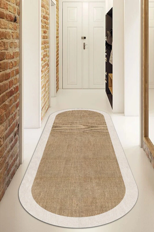 Raqamli Sirpanmas Yuvish Mumkin Bej Mehmonxona Gilami Oshxona Gilami Koridor Gilami Oval Gilami Yo'lak-d7024 - 1