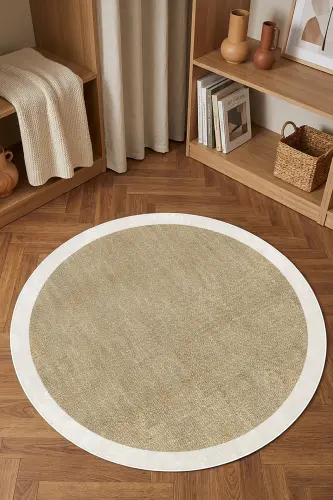 Raqamli sirpanmaydigan yuviladigan bej yumaloq mehmonxona gilami oshxona gilami balkon gilami koridor gilami - DECOMIA HOME (1)