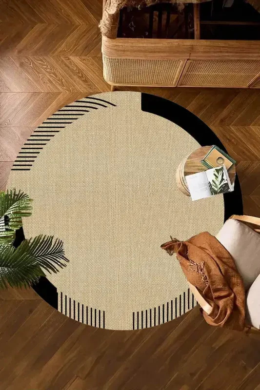 Raqamli sirpanmaydigan, yuviladigan jut ko'rinishidagi zal gilami, oshxona gilami, balkon gilami, yo'lakcha, uy dekorasi-Hasır - DECOMIA HOME