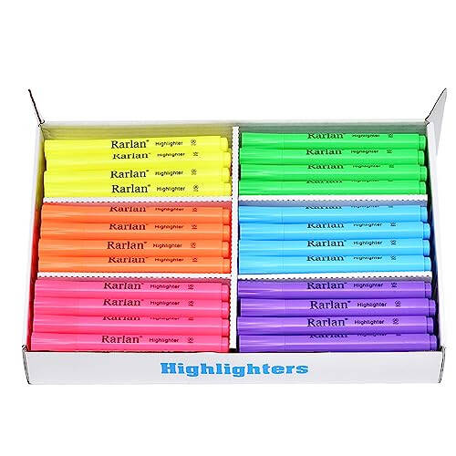 Rarlan Highlighters, Chisel Tip, Assorted Fluorescent, 72 Count Bulk Pack - 1