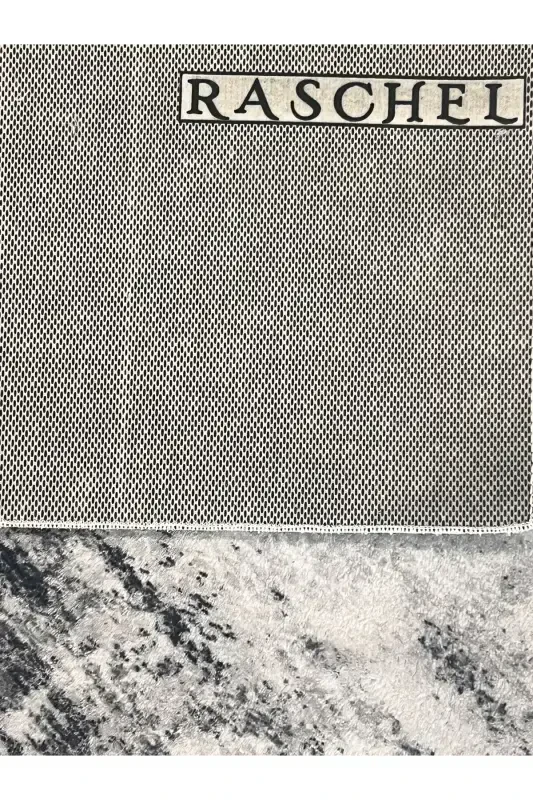 Raschel Carpet Chiziqli Naqshli Kulrang Sirpanmaydigan Taglik Qalin Peluş Gilam - Yo'lak - Kulrang - 3