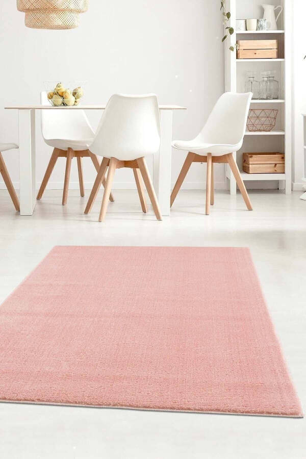 Raschel Carpet Cut Rug Non-Slip Base Soft Plush Carpet Pink - 1