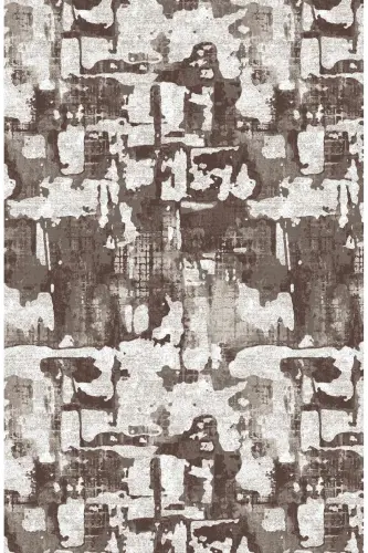 Raschel Carpet Geometric Patterned Brown Non-Slip Base Thick Plush Carpet - Runner-Dark Cream - SARAR (1)