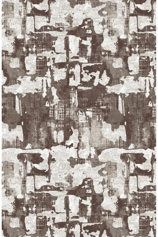 Raschel Carpet Geometric Patterned Brown Non-Slip Base Thick Plush Carpet - Runner-Dark Cream - 2