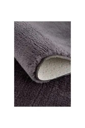 Raschel Carpet Yıkanabilir Kaymaz Taban Yuvarlak Peluş Halı Koyu Gri - Koyu Gri - Raschel Carpet (1)