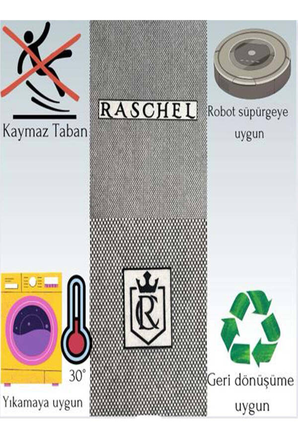 Raschel gilam Yuvish mumkin bo'lmagan sirpanchiq taglikli yumaloq plyush gilam och kulrang - 4