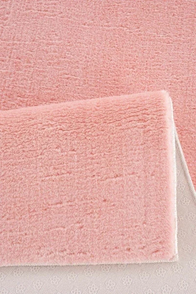 Kesme Yolluk Kaymaz Taban Yumuşak Peluş Halı Pembe-Pembe - RASCHEL CARPET (1)