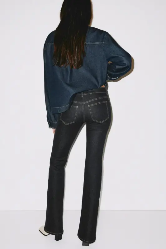 Flared Low Jeans - Kot siyahı - 4