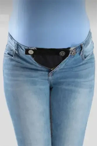 Расширитель пояса для беременных брюк - Женский расширитель брюк, совместимый с правой пуговицей, регулируемый аппарат, черный - 1