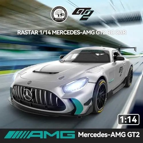 RASTAR 1/14 RC Car Mercedes AMG GT2 Toy Car Mercedes Remote Control Car for Kids, 2.4GHz Silver Model Car - 3