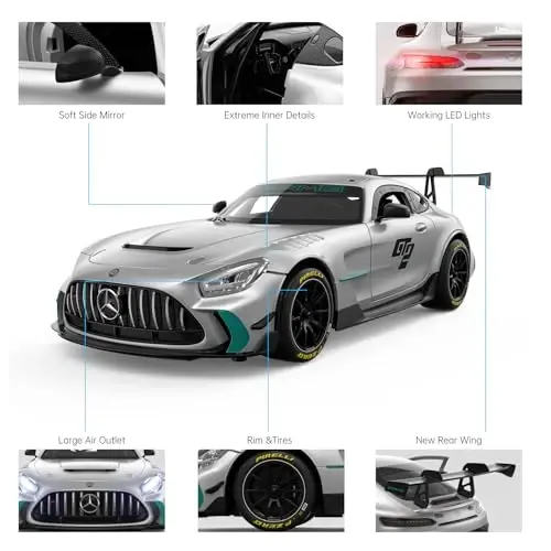 RASTAR 1/14 RC Car Mercedes AMG GT2 Toy Car Mercedes Remote Control Car for Kids, 2.4GHz Silver Model Car - 6