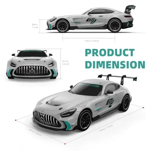 RASTAR 1/24 RC Car Mercedes AMG GT2 Remote Control Car, Mercedes AMG Toy Car for Kids Boys, Silver RC Sports Car - 4