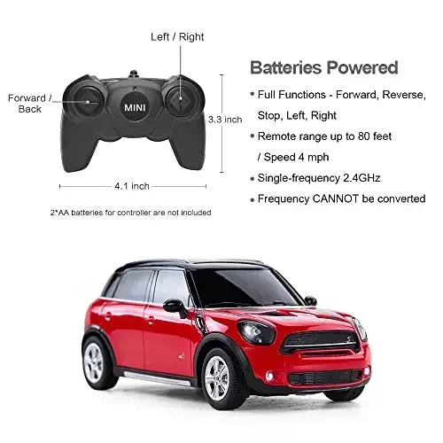 RASTAR BMW 1: 24 RC Cars Remote Control Mini Cooper Countryman Model Car Toy Mini Cooper Car for Kids, Red - 6