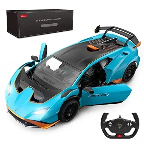 RASTAR Lamborghini RC Car 1/14 Lamborghini Huracán STO Model Car 2.4Ghz Blue Remote Control Toy Car for Boys 