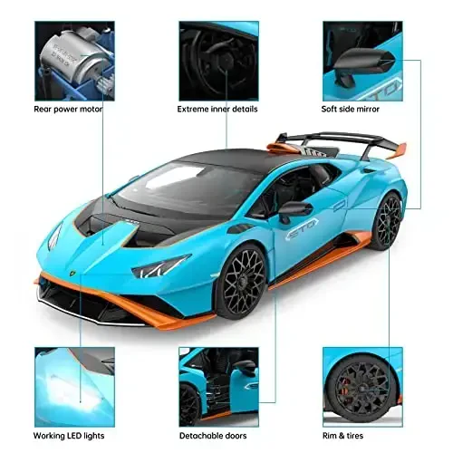 RASTAR Lamborghini RC Car 1/14 Lamborghini Huracán STO Model Car 2.4Ghz Blue Remote Control Toy Car for Boys - 5