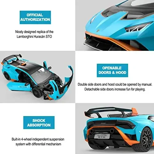 RASTAR Lamborghini RC Car 1/14 Lamborghini Huracán STO Model Car 2.4Ghz Blue Remote Control Toy Car for Boys - 6