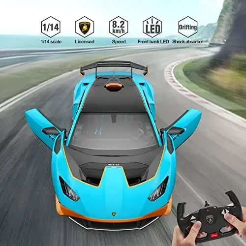 RASTAR Lamborghini RC Car 1/14 Lamborghini Huracán STO Model Car 2.4Ghz Blue Remote Control Toy Car for Boys - 3