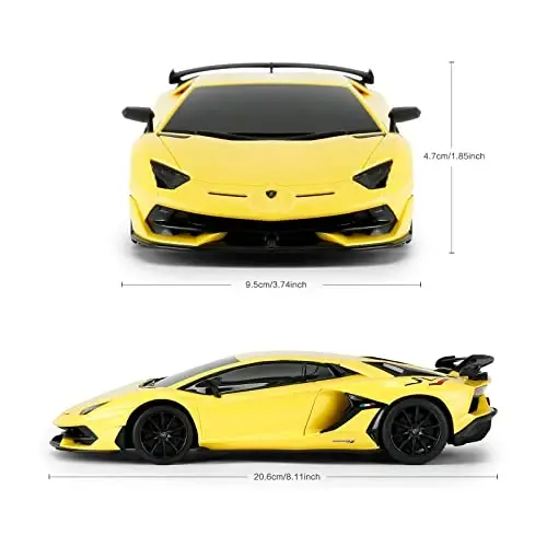 RASTAR Lamborghini Remote Control Car, 1/24 RC Lamborghini Aventador SVJ RC Model Toy Car, Yellow - 4