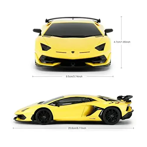 RASTAR Lamborghini Remote Control Car, 1/24 RC Lamborghini Aventador SVJ RC Model Toy Car, Yellow - 4
