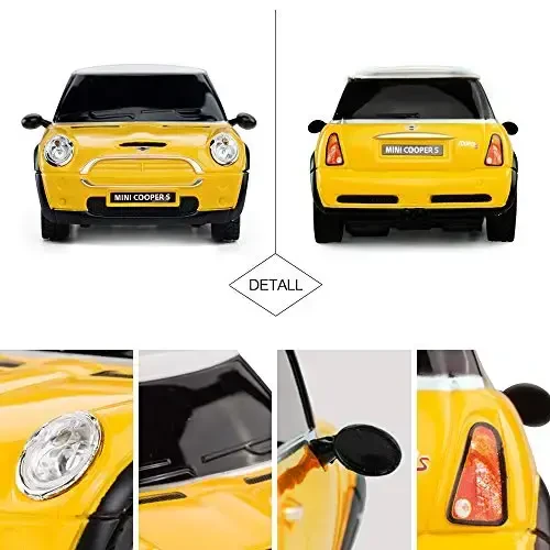 RASTAR Mini Cooper Model, 1: 24 RC Cars Toy Mini Cooper Remote Control Car RC Mini Cooper Car Toy for Kids, Yellow - 4