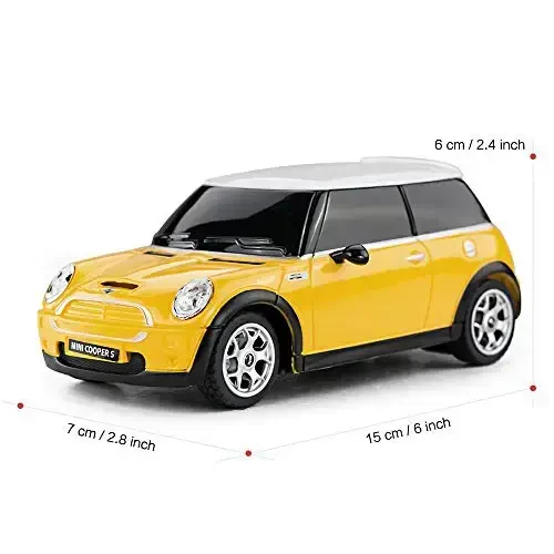 RASTAR Mini Cooper Model, 1:24 RC Cars Toy Mini Cooper Remote Control Car RC Mini Cooper Car Toy for Kids, Yellow - 3